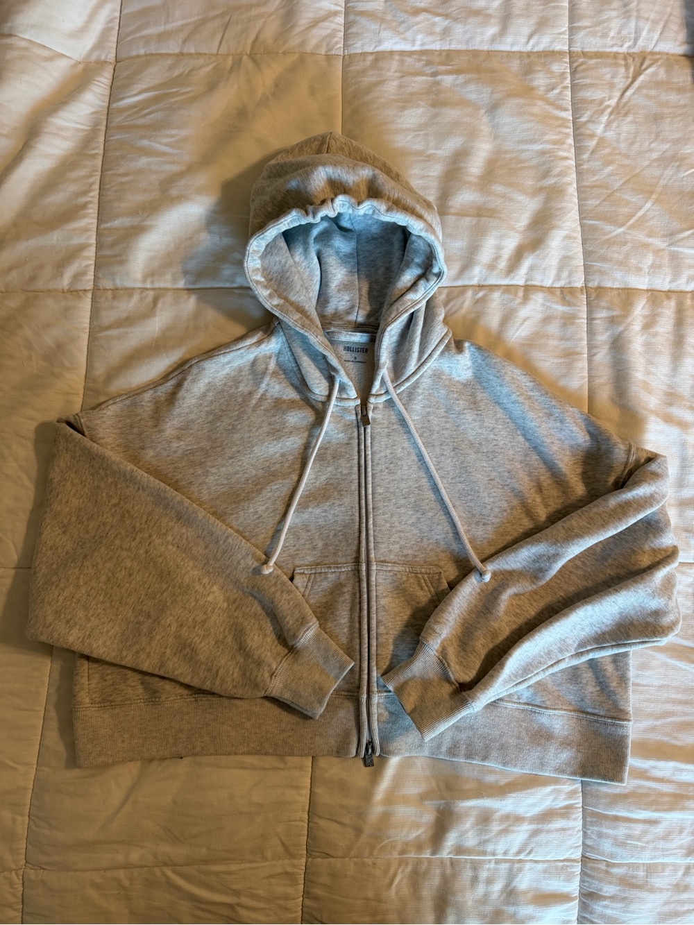 Hollister Women’s Gray Full-Zip Hoodie w/ Pockets Fleece Cotton Blend S
